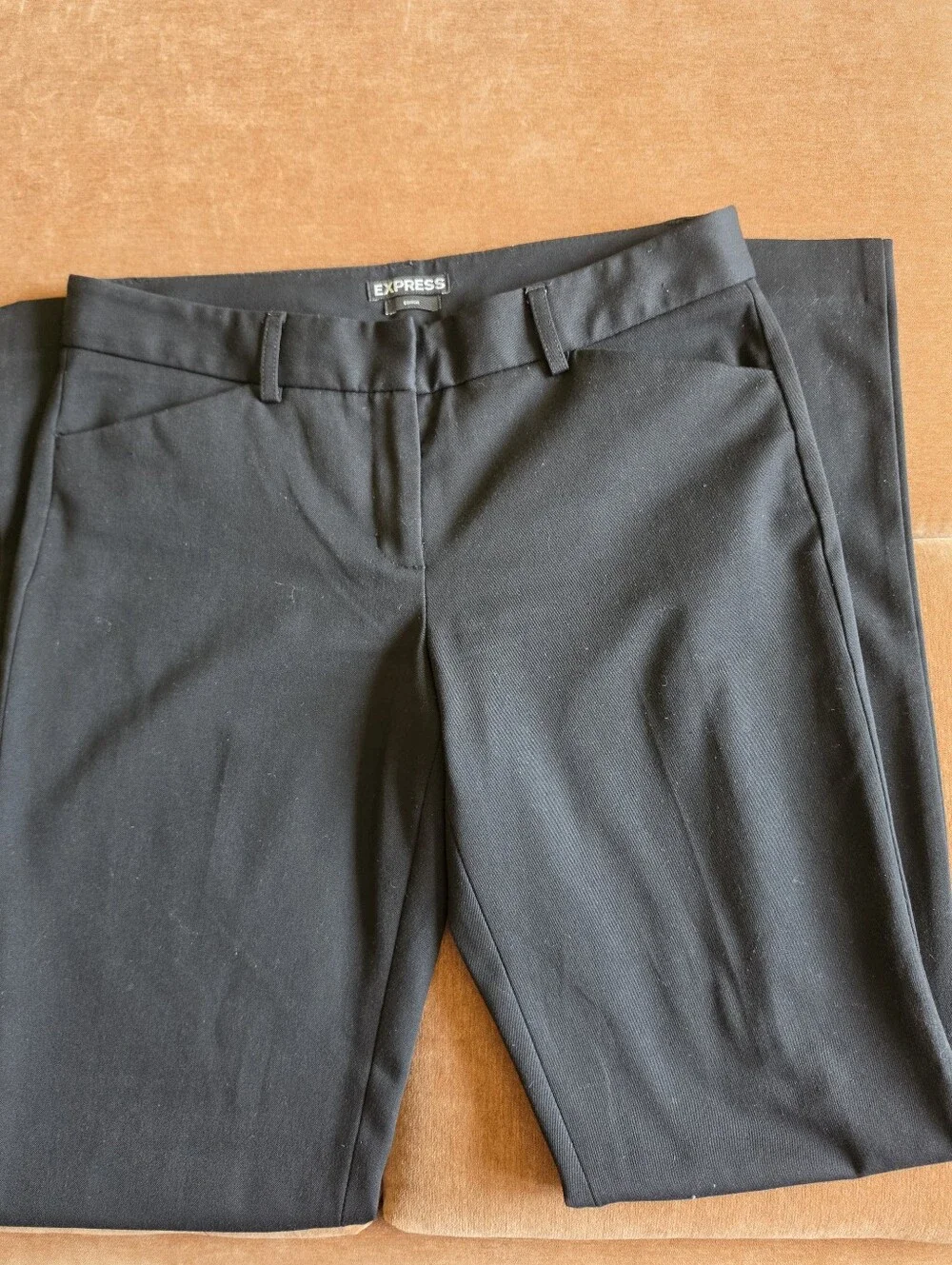 Express Editor Mid Rise Flare Trouser Pants Black Sz 4R